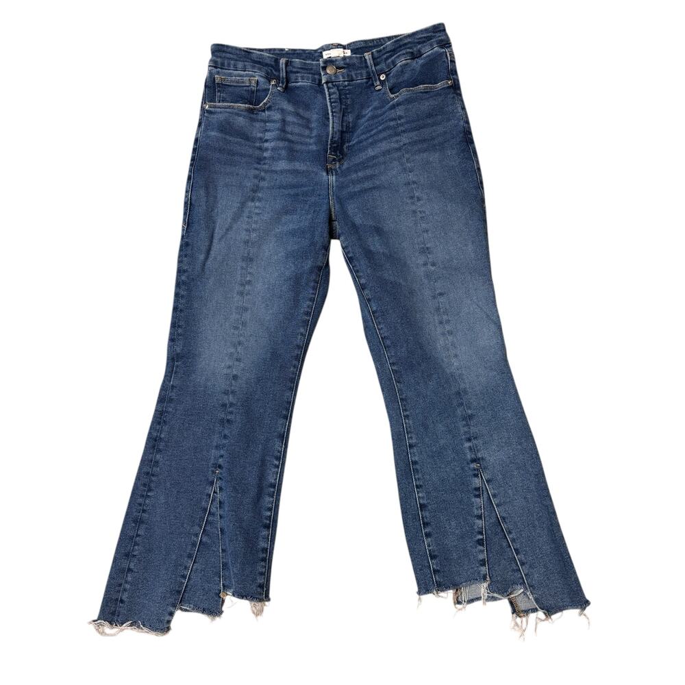 Good American Raw Hem Kick Flare Jeans Size 14 / 32